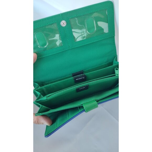 Safe Keeper Womens Wallet Zipper Multi Pocket Card Slots Blue and Green - Picture 6 of 8